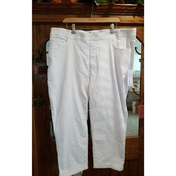 Soft Surroundings The Ultimate Denim‎ Pull On Straight Crop Jeans White Size 2X - Picture 2 of 10